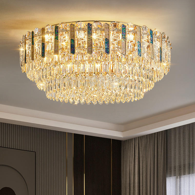 Crystal Ceiling Light - Round Iridescent Insert